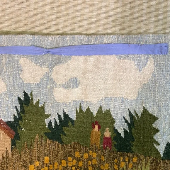 Wall Tapestry Field With Flowers Limited Edition Woolen La Mère Made In India - Picture 10 of 11